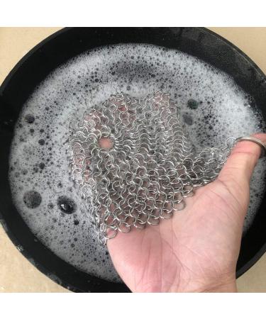 HOVhomeDEVP 316 Stainless Steel Cast Iron Cleaner - 7 Inch Chainmail Scrubber for Pre-Seasoned Pans, Dutch Ovens, and Skillets - Buy Online on GoSupps.com