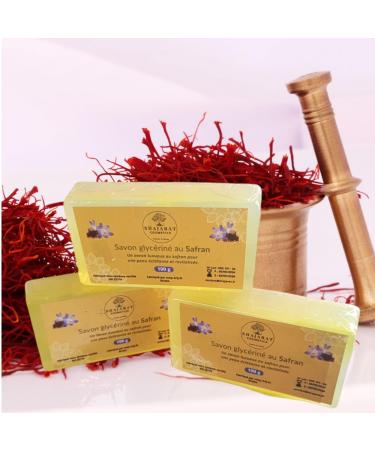 G n rique Set of 3 Saffron Soaps - Anti-Aging Skin - Firming - Vitality - Natural Radiance - Anti-Aging & Revitalizing - All Skin Types - 100g - ISO Certified