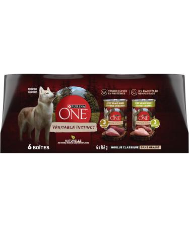 Purina ONE Classic Ground True Instinct Wet Dog Food Variety Pack 2 Flavours - 368 g Can (6 Pack) - Buy Online on GoSupps.com