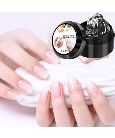 Diuyzoc 3D Gel - Waterless Glue for 3D Extensions - Styling Gel for French Tips - For Home Manicure and Pedicure for Women and Girls - French Tips with Rhinestone Flower Foil Charm Stamping - Buy Online on GoSupps.com