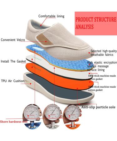 LBSQW Men's Diabetic Shoes Edema Lightweight Walking Sneakers - Wide Width Orthopedic Shoes for Arthritis & Swollen Feet - Light Grey 3E 7 - Buy Online on GoSupps.com