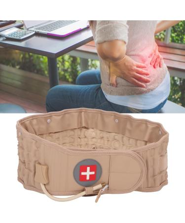 Inflatable Long Vertebrae Traction Belt for Lower Back Pain Relief - Adjustable Lumbar Support in Khaki for Men & Women - Buy Online on GoSupps.com