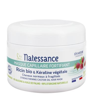 Natessance - hair mask strengthens castor organic and herbal keratin - normal to weak hair - without sulfate without silicone - certified organic cosmos organic - pot 200 ml