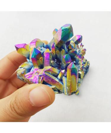 Home Decoration Electroplating Seven Rainbow Colorful Crystal Cluster Ornaments Original Stone Crystal Cluster Crystal (Size : 120g) - Buy Online on GoSupps.com