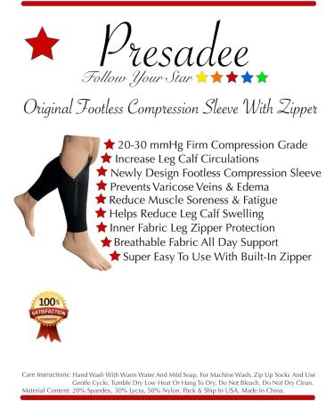 Buy Original Shin 20-30 mmHg Compression Calf Zipper Sleeve for Leg Swelling - Black 3X-Large | International Shipping Available - Buy Online on GoSupps.com