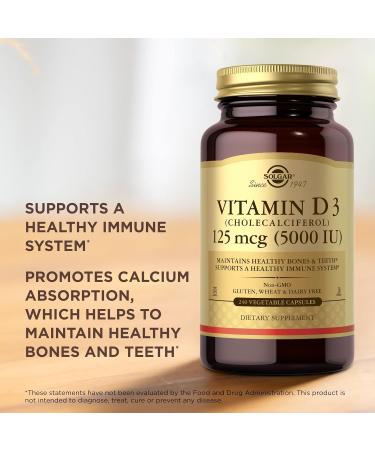 Solgar Vitamin D3 125 mcg (5000 IU) 240 Veg Capsules (Pack of 2) | Bone & Teeth Health, Immune Support | Non-GMO, Gluten-Free | 480 Servings - Buy Online on GoSupps.com