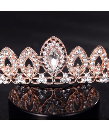 Rose Gold Rhinestone Crystal Tiara Crown for Women - Ideal for Birthday, Pageant, Wedding, or Prom - Buy Online on GoSupps.com