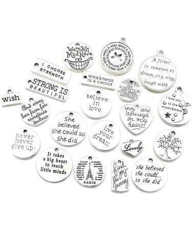 WOCRAFT 40pcs Inspiration Words Charms for DIY Jewelry Making - Crafting Pendants for Necklace & Bracelet (M331) - Buy Online on GoSupps.com