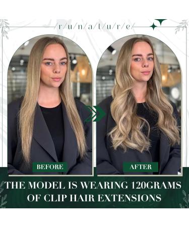 Real Hair Clip-In Extensions - Balayage Brown & Blonde Ombre - 25cm 3 Pieces (50g) - Runatur - Buy Online on GoSupps.com