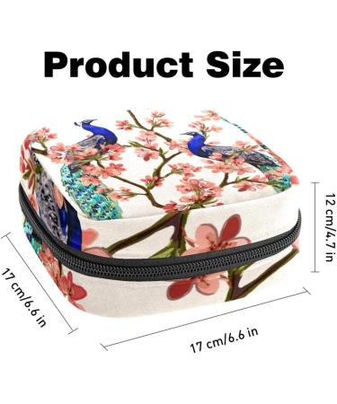 Stylish Portable Women's Menstrual Cup & Pad Bags | Artistic Peacock Flower Design for Teens - Buy Online on GoSupps.com