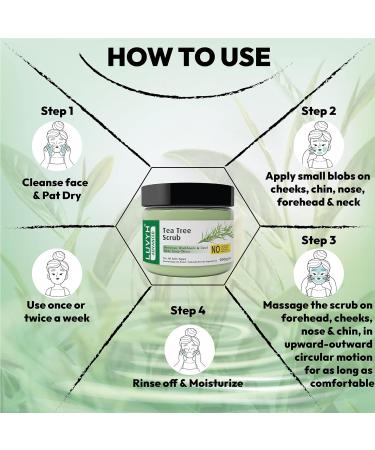 Tea Tree Skin Clearing Face Scrub & Moisturizer Cream - Deep Cleansing Exfoliator for Blackheads & Tan Removal | 100g - Perfect for Men & Women - Buy Online on GoSupps.com
