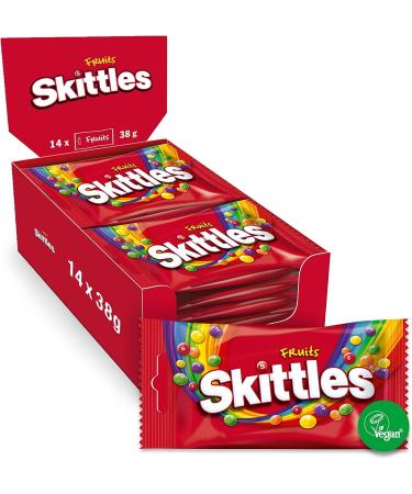 CAIYA New Skittles - Fruit Flavor - Box of 14 x 38g packs - Fruit-flavored candies