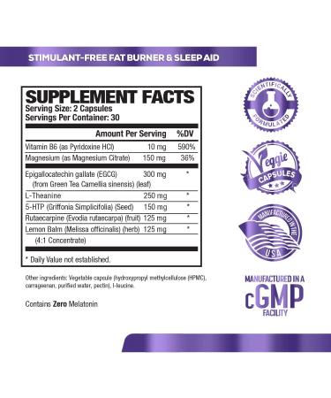 Lean PM Melatonin-Free Fat Burner & Sleep Aid - Night Time Weight Loss Support for Men and Women - 60 Caffeine-Free Veggie Diet Pills - Buy Online on GoSupps.com