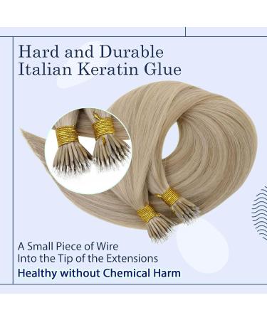 RUNATURE Nano Human Hair Extensions Blonde Highlight 14 Inch 50g - Real Human Hair Nano Beads Ring Extensions - #16P22 Blonde - Buy Online on GoSupps.com