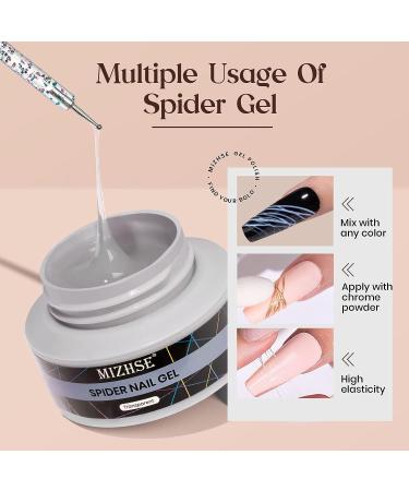 MIZHSE Clear Spider Gel + 6 Colors Chrome Nail Powder Set for Metallic Mirror Effect Nail Art - DIY Manicure Kit - Buy Online on GoSupps.com