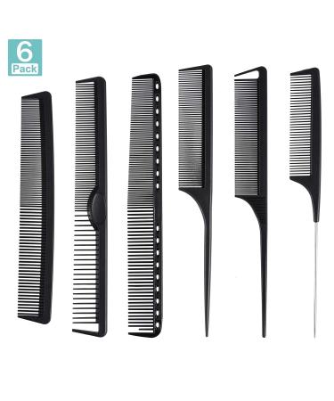 Carbon Fiber Hair Combs Set - Anti Static, Heat Resistant, 6 Pack Fine and Wide Tooth Combs for Styling and Grooming - Buy Online on GoSupps.com