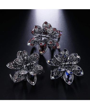 9 Pack Mini Jaw Clips Metal Crystal Hair Claws - Non-Slip Vintage Rhinestone Barrettes for Women/Girls - Multicolour - Buy Online on GoSupps.com