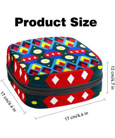 Geometric Blue Women's Menstrual Pad & Cup Pocket - Zippered Storage for Teens & Women - Buy Online on GoSupps.com