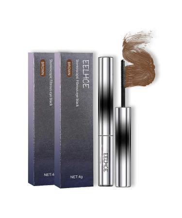 Hairless Ultra Fine Metal Mascara Waterproof Sweatproof Curling Mascara Doll Mascara Long Lasting Natural (Brown)