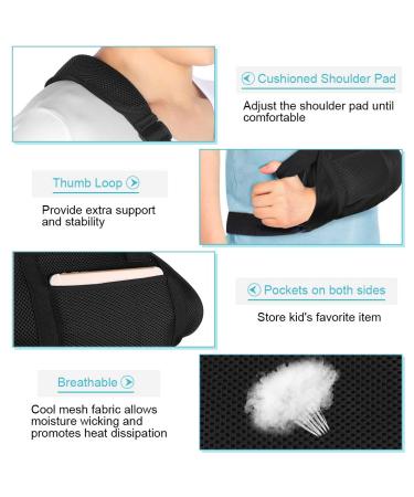 Kids Arm Sling with Waist Strap - Padded Child Arm Support for Shoulder Immobilization - Ideal for Broken Elbow, Wrist, Shoulder Injuries - Rotator Cuff Support - Left/Right Arm - Buy Online on GoSupps.com