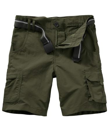 Kids Cargo Hiking Pants Boys Girls Youth Casual Lightweight Quick Dry Waterproof Outdoor Scout Uniform Pants 1 # Army Green 12 Years