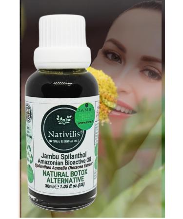 Nativilis Jambu Spilanthol Amazonian Bioactive Oil Spilanthes Acmella Oleracea Extract 100% Natural Pure Botox Alternative - Relax facial muscles skin firmness antioxidant properties Copaiba - 30 ml