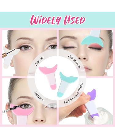4 Pcs Double Head Mascara Eyelash Applicator & Eyeshadow Guard Tool Set - Reusable Silicone Guide for Precise Application (Cute Color) - Buy Online on GoSupps.com