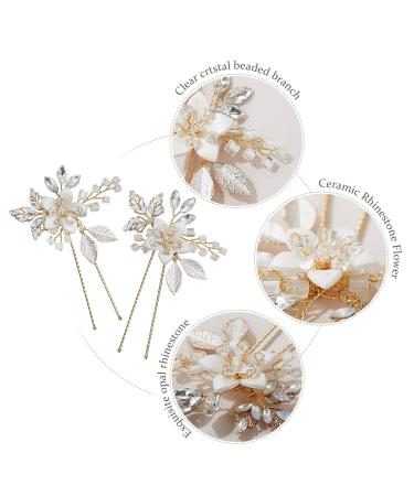 SWEETV Handmade Beaded Wedding Hair Pins | Bridal Hair Accessories for Wedding | Brides & Bridesmaids Hair Pieces - Buy Online on GoSupps.com