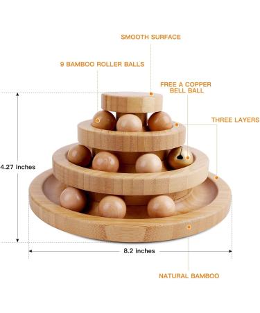 Gelrova Cat Toy Roller Exerciser Fun Cat Toy Indoor Pet Interactive Toy Bamboo Cat Ball Toy with Double Layer Rail Teaser Cat Ball Toy for Kitten Puppy etc 3-layer track(Bamboo) 3-layer-bamboo - Buy Online on GoSupps.com