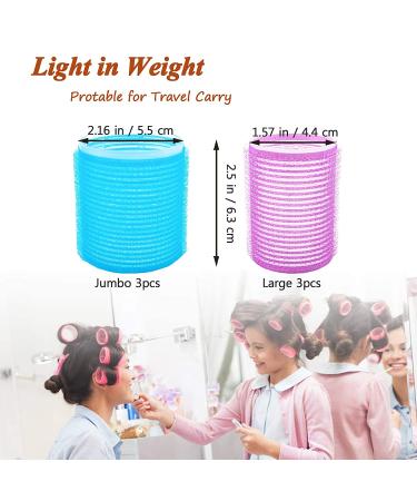 Jumbo Hair Rollers Set - 6 Packs for Salon Hairstyling - Self Grip Curlers for DIY Curly Hairstyles - Colors Vary (3 Jumbo + 3 Large) - Buy Online on GoSupps.com