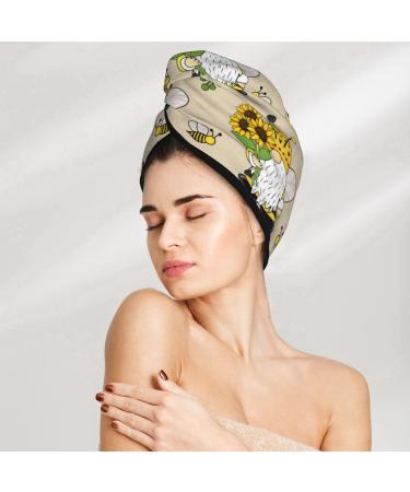 Buy Gnomes Bees & Sunflowers Microfiber Hair Towel - Super Absorbent Coral Velvet Wrap for Long Curly Hair - Quick Dry Hair Cap for Women - Buy Online on GoSupps.com