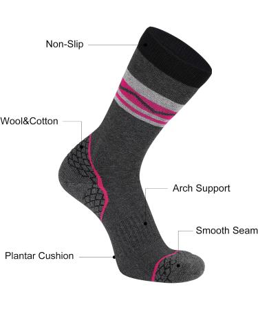 4 Pack Women's Merino Wool Hiking Socks - Cushioned & Warm Thermal Winter Boot Socks - Size 5-8 - Mixed Color Pack - Buy Online on GoSupps.com