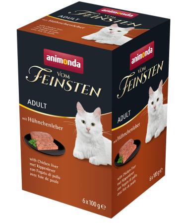 animonda Vom Feinsten Adult cat food wet food for adult cats with chicken liver 6 x 100 g - Buy Online on GoSupps.com