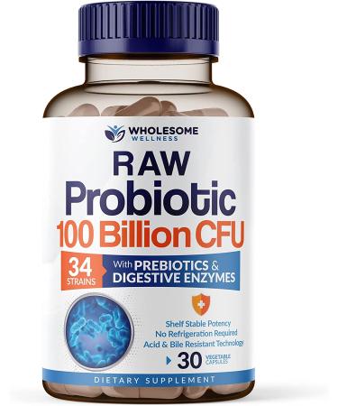 Wholesome Wellness Organic Probiotics 100 Billion CFU - 30 Capsules for Digestive Health - Buy Online on GoSupps.com