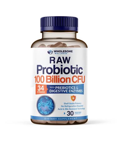 Wholesome Wellness Organic Probiotics 100 Billion CFU - 30 Capsules