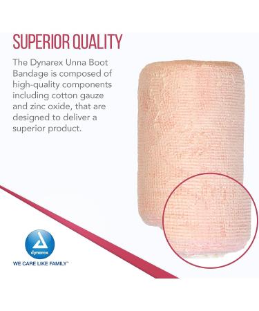Dynarex Unna Boot Bandage - Customized Compression for Leg Ulcers - Calamine Treatment - Soft Cast - 3x10 yds - 1 Pack - Buy Online on GoSupps.com