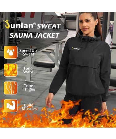 Junlan Women's Sweat Sauna Suit Set - Weight Loss Jacket & Pants, Gym Workout Vest - Black, X-Large - Buy Online on GoSupps.com