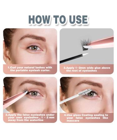 FinyDreamy DIY Eyelash Extension Kit - 3D Volume 12/14mm Lash Clusters, Glue, Curler, Glass Coating - Home Use for Individual Lash Extensions - Buy Online on GoSupps.com