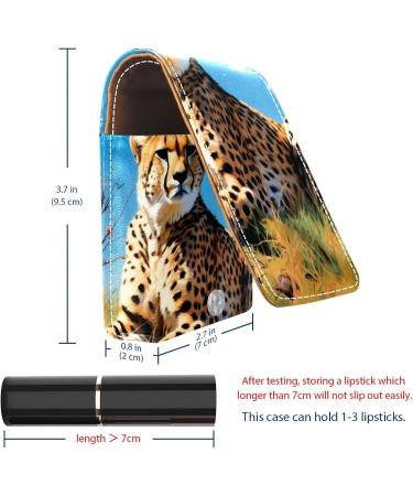 Premium Leather Lipstick Case Organizer with Mirror - Mini Leopard Print Lip Gloss Holder for Travel - Buy Online on GoSupps.com