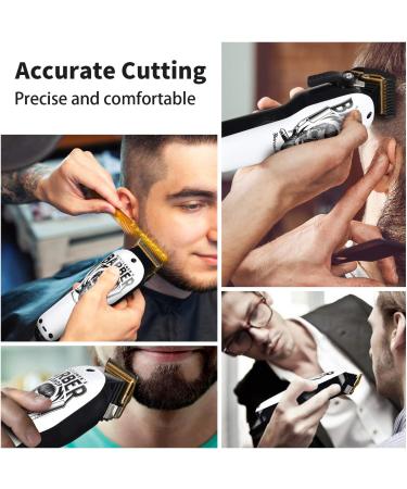 BESTBOMG Professional Cordless Hair Clippers Kit with 6 Guide Combs - Rechargeable Beard Trimmer for Men/Father/Husband/Boyfriend - Y4-White - Buy Online on GoSupps.com