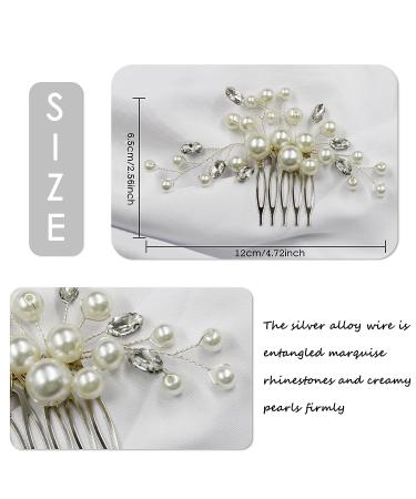 Luckyvestir Pearl Rhinestone Bridal Hair Comb - Silver Wedding Hair Accessory for Brides - Buy Online on GoSupps.com