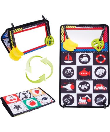 Jenilily Black and White Tummy Time Mirror Toy | High Contrast Infant Cloth Book | Soft Touch and Feel Teether | For Babies 4-12 Months | Perfect Baby Gift - Buy Online on GoSupps.com