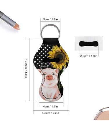 Poceacles Keychain for Women and Girls - Lipstick - Glossy Lip Balm - Neoprene Pouch - Wrist Strap American Flag Sunflower Pig - Buy Online on GoSupps.com