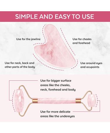 Face Roller Skin Care Set - Jade Roller Gua Sha & Rose Quartz | Ultimate Facial Beauty Tools for Face and Eye Massager - Buy Online on GoSupps.com