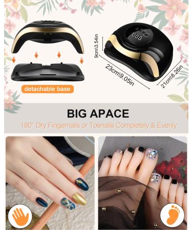 Buy Birshe Geln gel Lamp UV LED 168W - Professional Portable Nail Dryer with Timer & LCD Display | Luxury Black Gold for Gel Polish - Buy Online on GoSupps.com