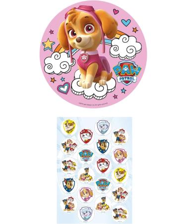 Deko Zauber24 Paw Patrol Edible Cake Liner Set - 20cm Cake & 20 Muffin Upleater - Children's Birthday Decoration (PAW Patrol No. 6 Skye) - Buy Online on GoSupps.com