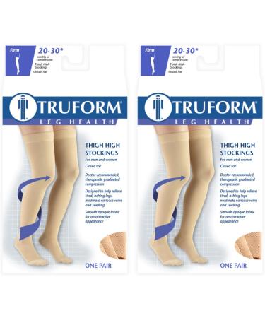 Buy Truform 20-30 mmHg Compression Thigh High Stockings - Black Large (2 Count) | Best Support & Comfort - Buy Online on GoSupps.com
