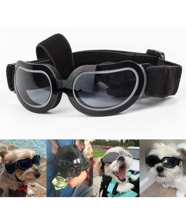 NAMSAN Small Dog Goggles UV Protection Adjustable Clear Sungalsses for Dogs - Windproof and Easy to Wear Puppy Glasses in Clear Black - Buy Online on GoSupps.com