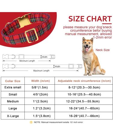 Unique Adjustable Checkered Dog Collar - Soft & Comfortable Pet Gift for Small to Medium Sized Dogs | Scottish Red - Buy Online on GoSupps.com