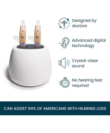 MDHearingAid Volt Hearing Aid (Set of 2) Doctor-Designed Rechargeable - Deluxe Charger Included | 2 Directional Microphones, 4 Audio Settings | Fits with Glasses - 2 Count - Buy Online on GoSupps.com